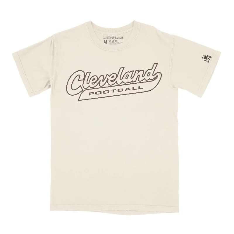 Cleveland Football Script - Unisex Crew T-shirt - Ivory