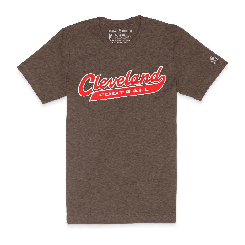 Cleveland Football Script - Unisex Crew T-shirt - Heather Brown