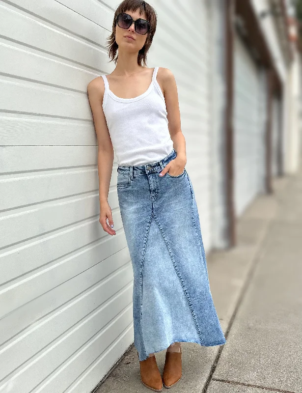 Selma Pieced Denim Maxi Skirt