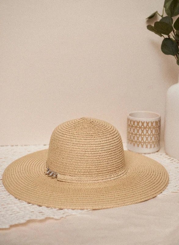 Wide Brimmed Chain Detail Hat