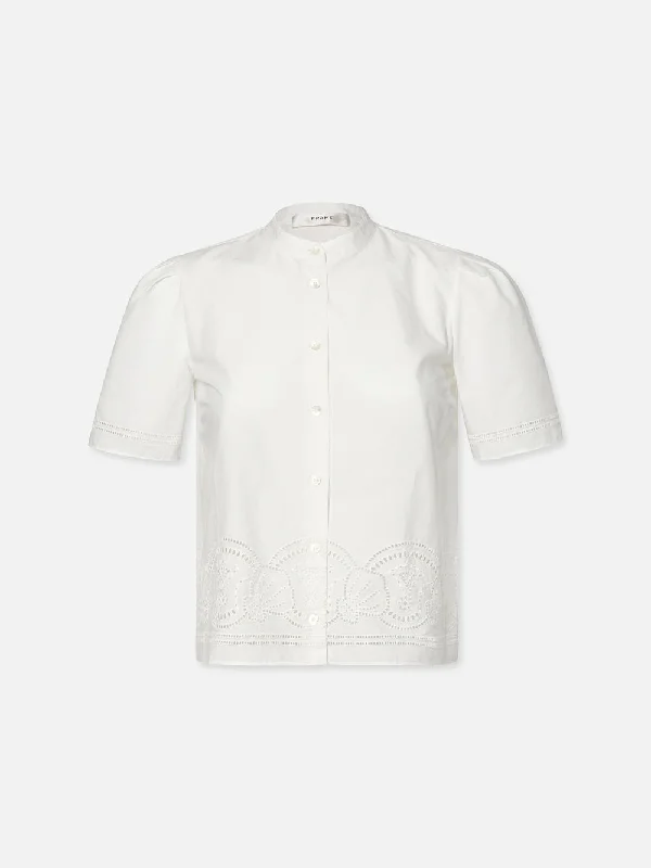 Embroidered Short Sleeve Shirt -- White