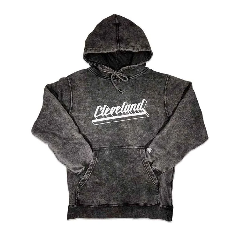 Cleveland Rock Script - Mineral Wash Unisex Pullover Hoodie