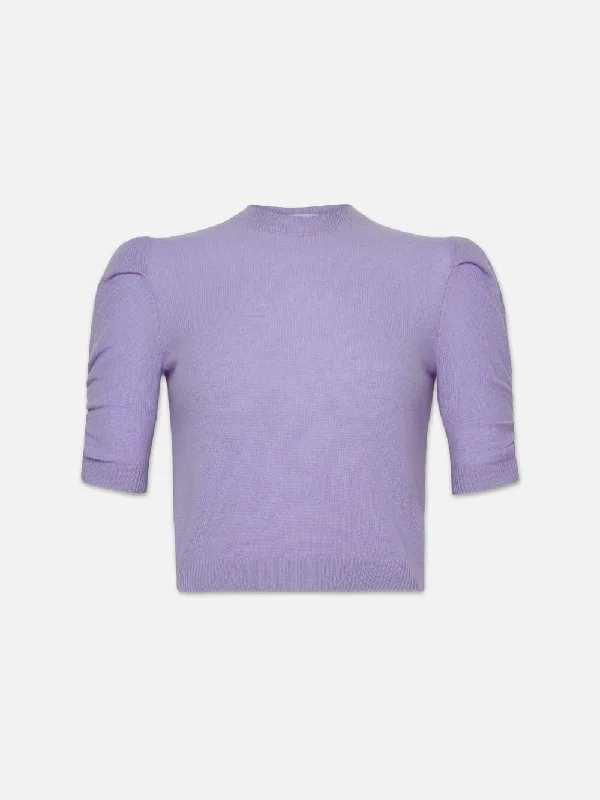 Ruched Sleeve Cashmere Sweater -- Lilac