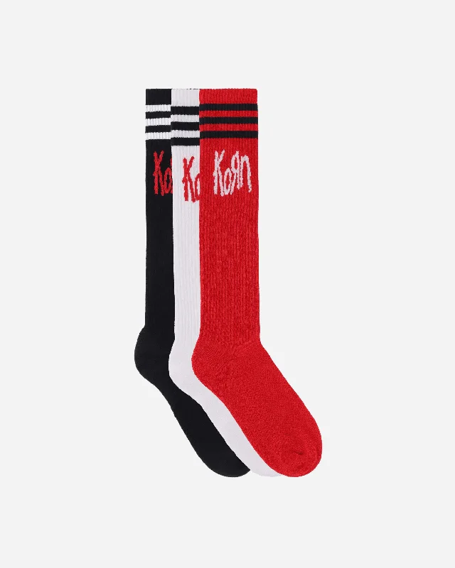 Korn Socks White / Black / Better Scarlet