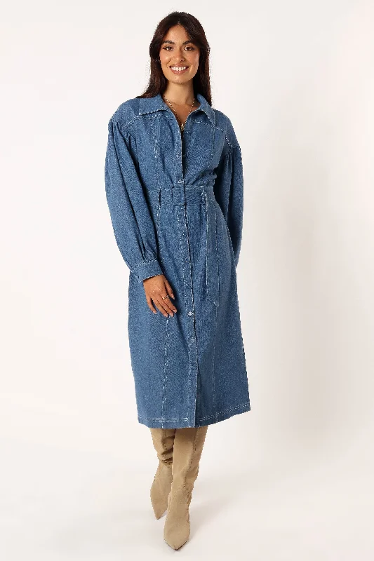 Kocoa Long Sleeve Midi Dress - Denim