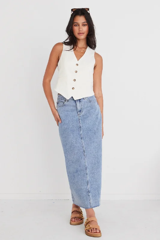 Rouge Vintage Blue Denim Midi Skirt