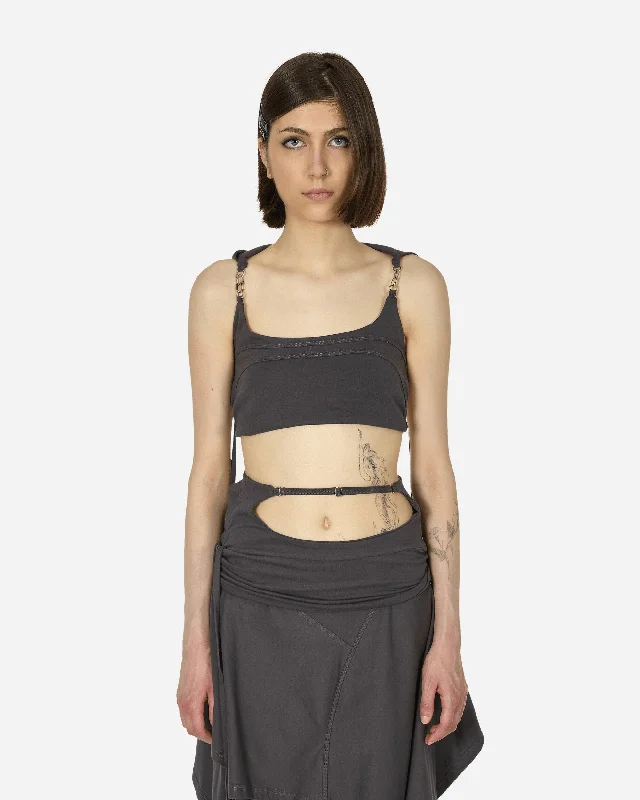 System Hooded Bra Charcoal