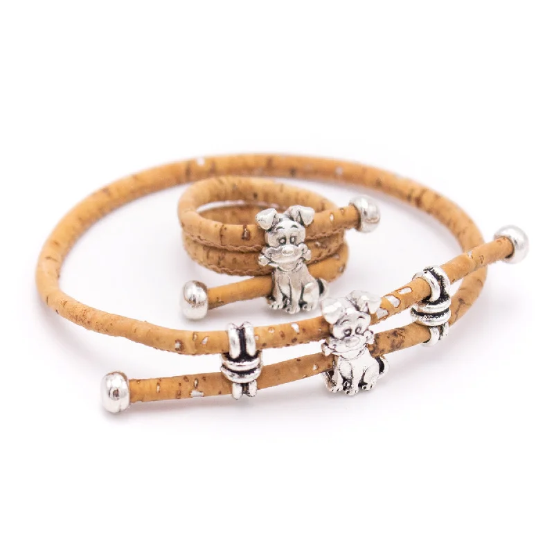 Dog charm Cork jewelry set SET-078-5