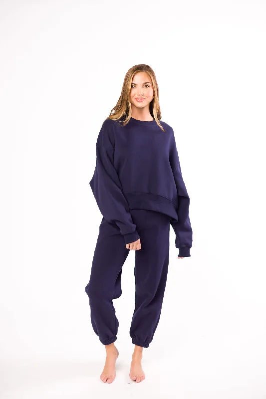 Comfy Cozy Sweatshirt and Sweatpants Set in Navy