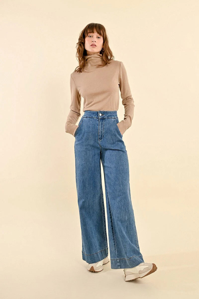 High Waisted Wide Leg Trouser Jeans by Molly Bracken