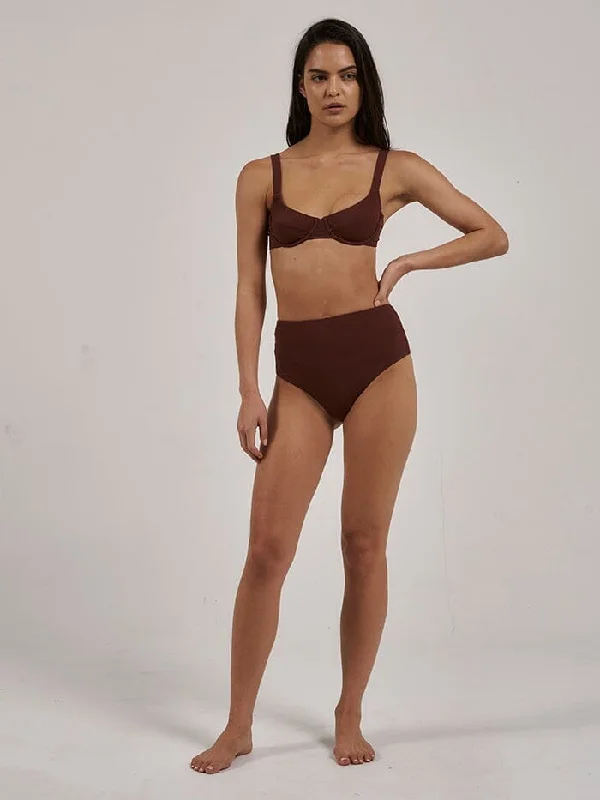 Paradise Code High Waist Bikini Bottom - Chimney Red