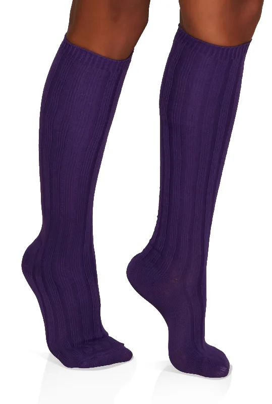 Ribbed Knit Knee High Socks Size 9-11