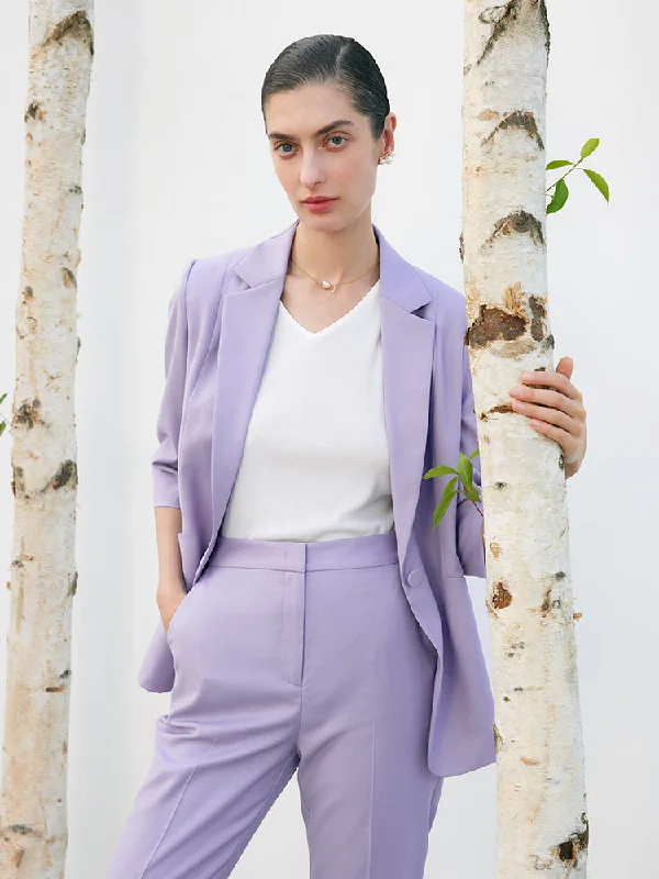 Purple Worsted Woolen Blazer