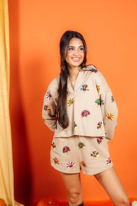 Tan Multi Turkey Hoody Sweatshirt