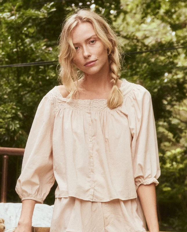 The Eyelet Button Sleep Top. -- Soft Rosette