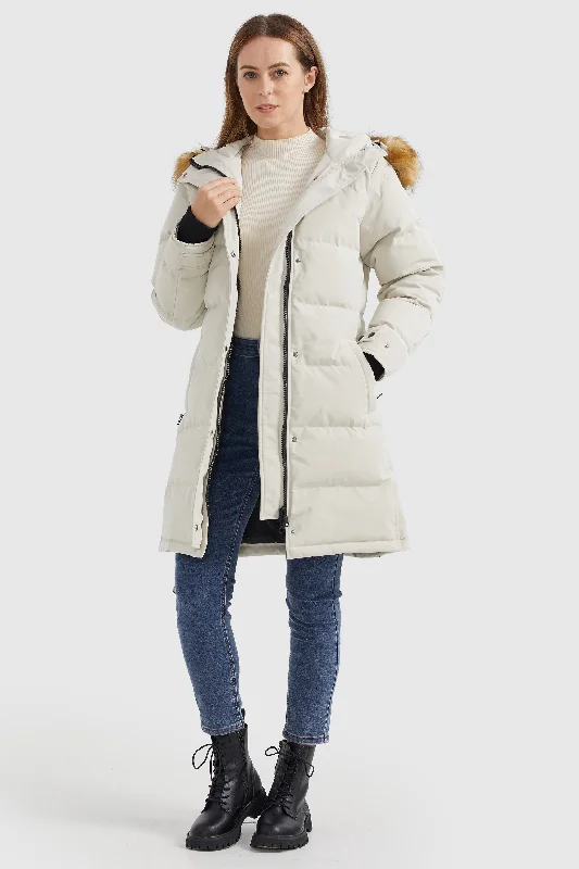 Windproof Puffer Fur Hooded Down Coat