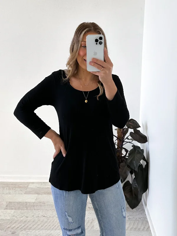 Lynette Long Sleeve Top - Black