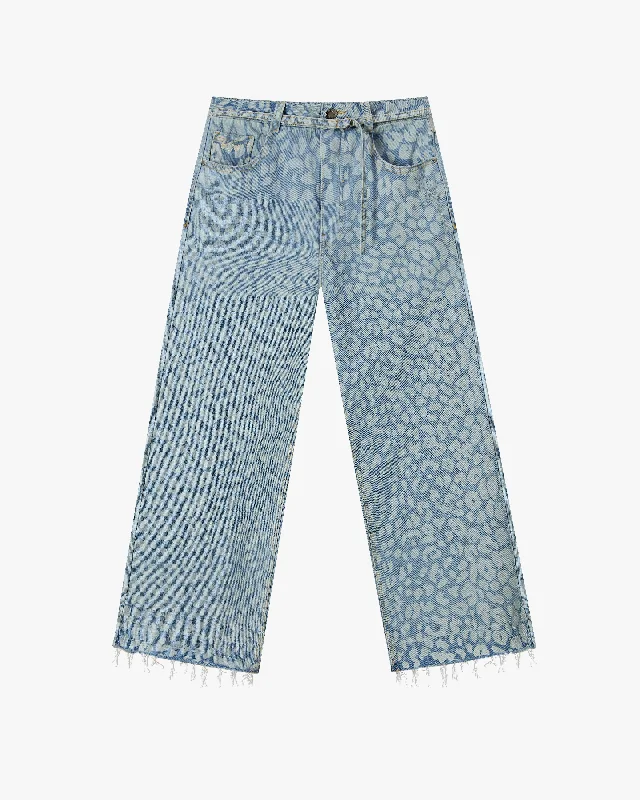 OLD BAGGY DENIM PANTS ANIMAL PRINT